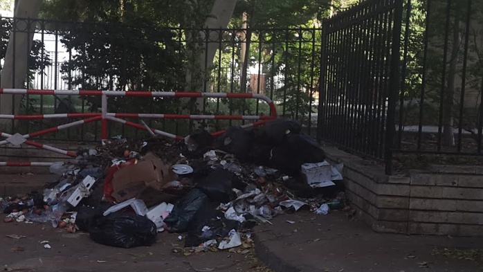 Le jardin public jouxtant le palais transformé en poubelle publique par les riverains.