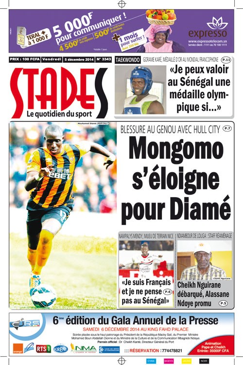 BLESSURE AU GENOU AVEC HULL CITY : DIAME OUT POUR LA CAN ?