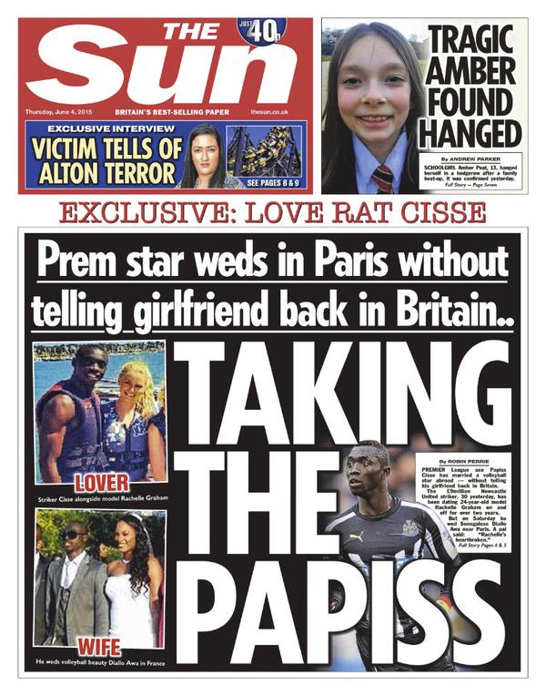 Angleterre: Papiss Demba Cissé dit à sa copine qu'il part en vacances pour se marier avec une autre